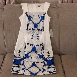 New Women's Sleeveless White, Black, Blue Dress, 4